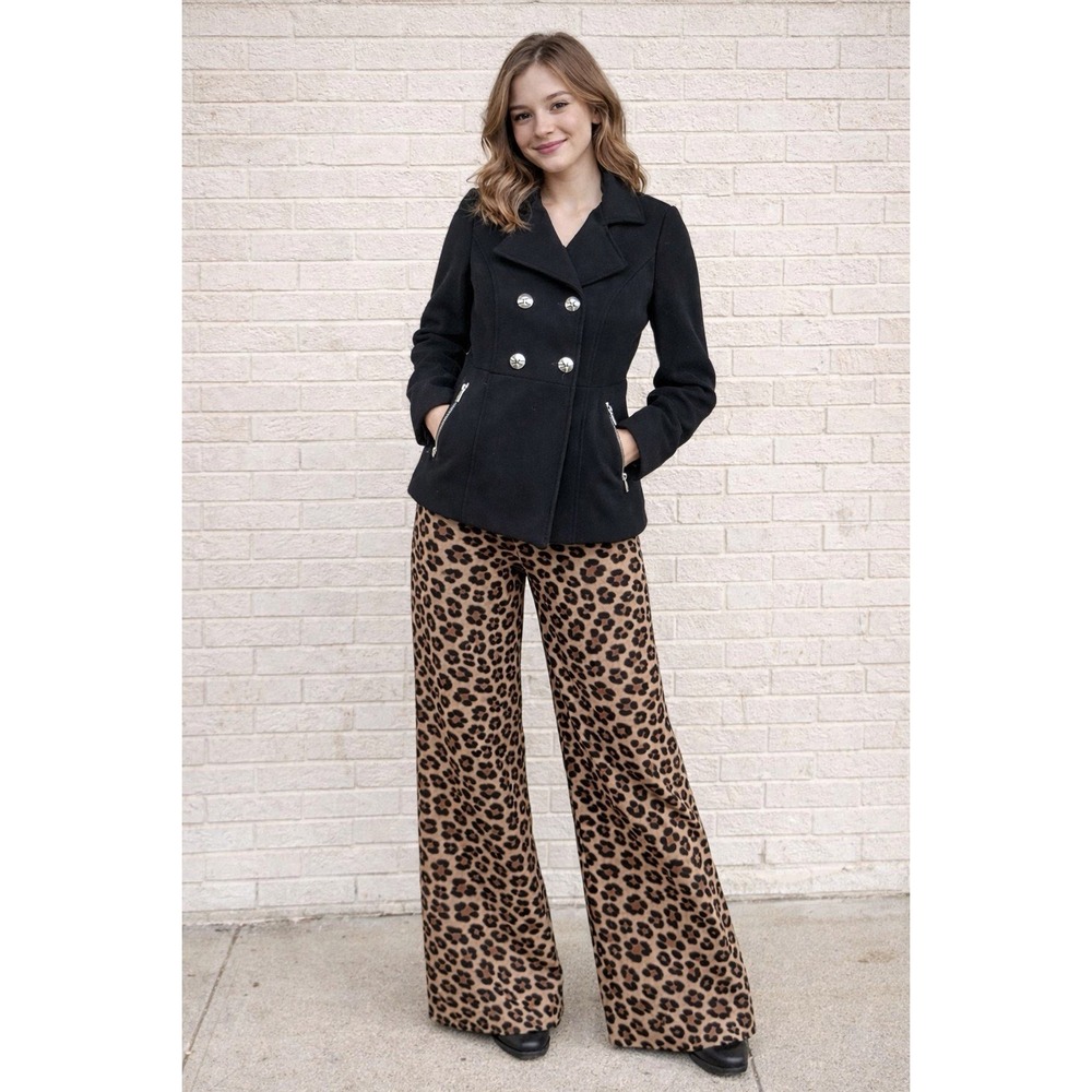 MARALYN & ME JUNIORS DOUBLE-BREASTED Silver Buttons Zipper PEACOAT BLACK, MEDIUM